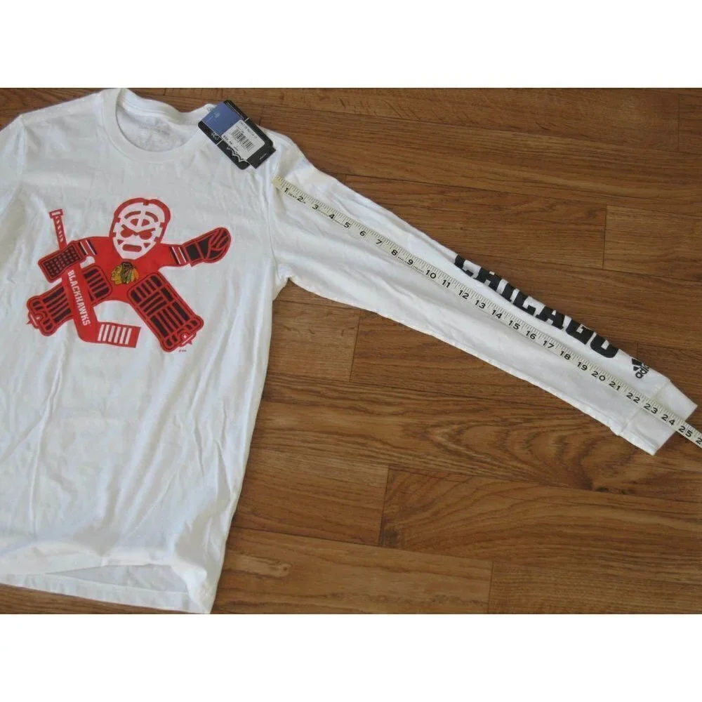 New W/ Tag Adidas Amplifier Blackhawks Hockey Long Sleeve Shirt Sz S(Retail $50)